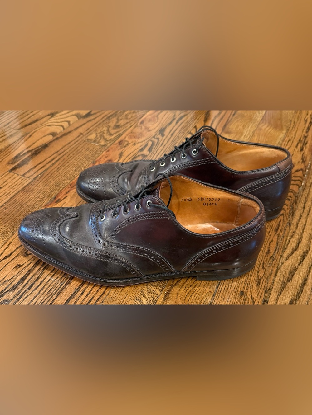 Brooks Brothers Alden Shell Cordovan Wingtip Dress Shoes Burgundy Brown 10.5 D